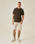 Mens T-Shirt Slim Fit Short Sleeve Cotton Jersey Double Knit Superior Durability Tone on Tone Duck Minimalist - Brown 63_641H040_CAF191016_4