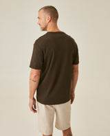 Mens T-Shirt Slim Fit Short Sleeve Cotton Jersey Double Knit Superior Durability Tone on Tone Duck Minimalist - Brown 63_641H040_CAF191016_6