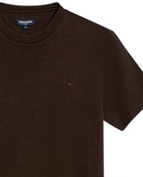 Mens T-Shirt Slim Fit Short Sleeve Cotton Jersey Double Knit Superior Durability Tone on Tone Duck Minimalist - Brown 63_641H040_CAF191016_8
