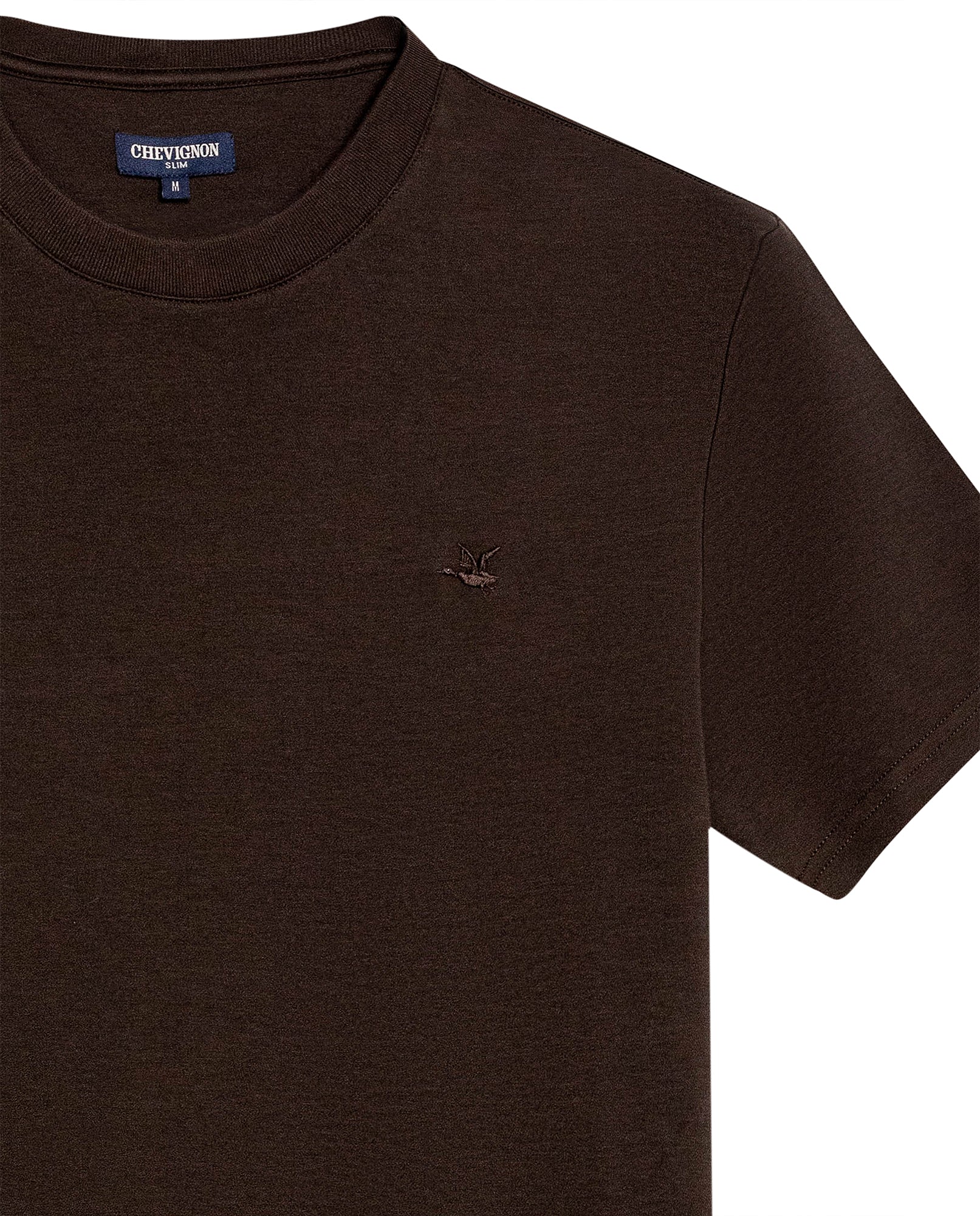 Mens T-Shirt Slim Fit Short Sleeve Cotton Jersey Double Knit Superior Durability Tone on Tone Duck Minimalist - Brown 63_641H040_CAF191016_8