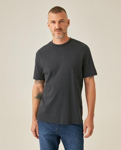 Mens T-Shirt Slim Fit Short Sleeve Cotton Jersey Double Knit Superior Durability Tone on Tone Duck Minimalist - Gray 63_641H040_GRI190000_0
