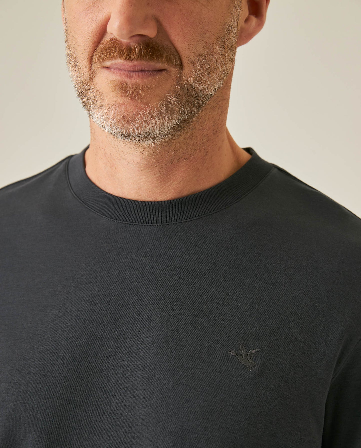 Mens T-Shirt Slim Fit Short Sleeve Cotton Jersey Double Knit Superior Durability Tone on Tone Duck Minimalist - Gray 63_641H040_GRI190000_5