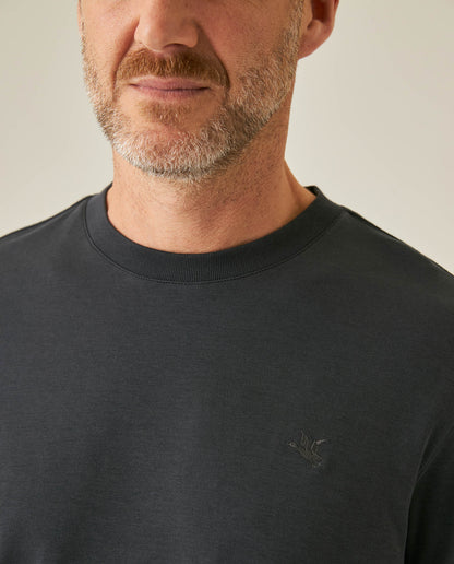 Mens T-Shirt Slim Fit Short Sleeve Cotton Jersey Double Knit Superior Durability Tone on Tone Duck Minimalist - Gray 63_641H040_GRI190000_5