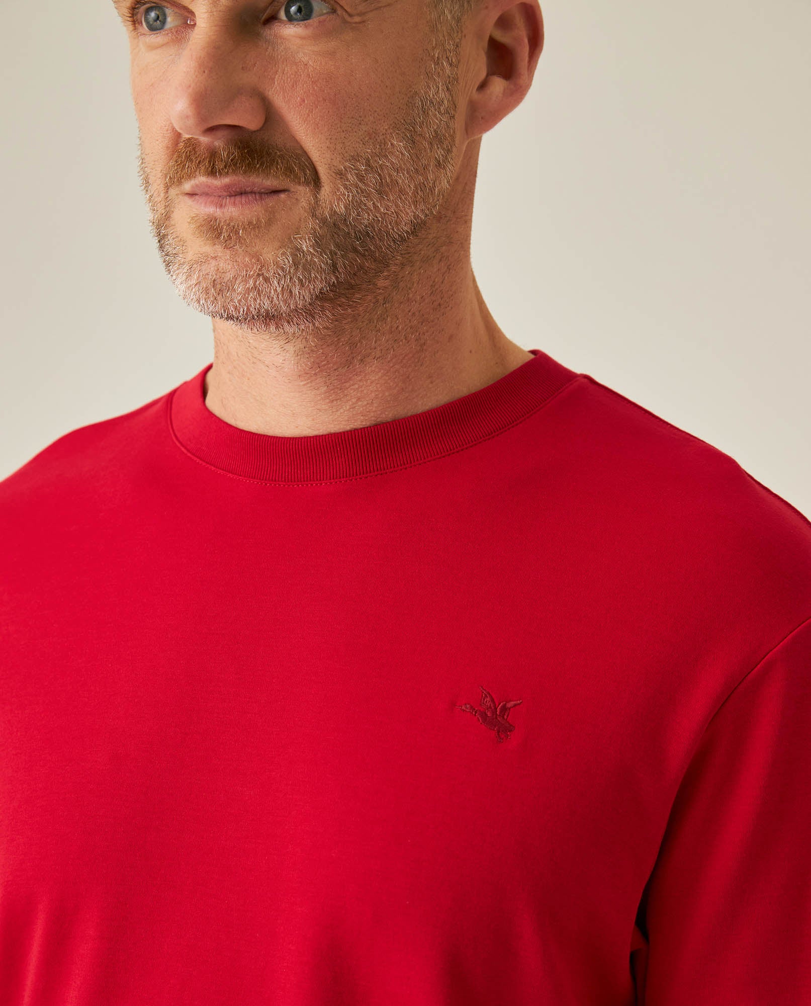 Mens T-Shirt Slim Fit Short Sleeve Cotton Jersey Double Knit Superior Durability Tone on Tone Duck Minimalist - Red 63_641H040_ROJ191863_5