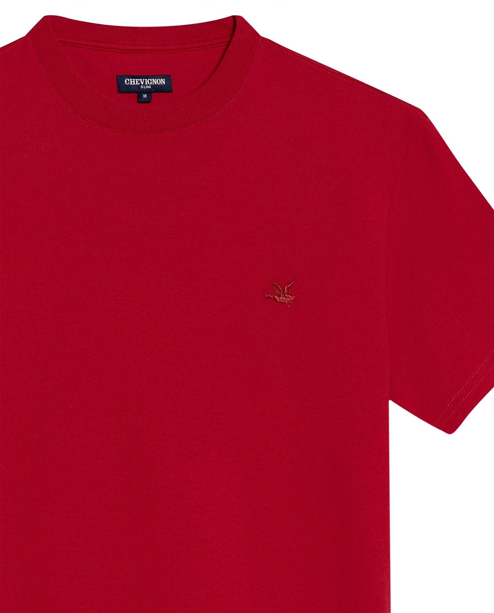 Mens T-Shirt Slim Fit Short Sleeve Cotton Jersey Double Knit Superior Durability Tone on Tone Duck Minimalist - Red 63_641H040_ROJ191863_8