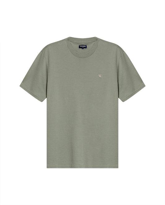 Mens T-Shirt Slim Fit Short Sleeve Cotton Jersey Double Knit Superior Durability Tone on Tone Duck Minimalist - Green 63_641H040_VER166008_3