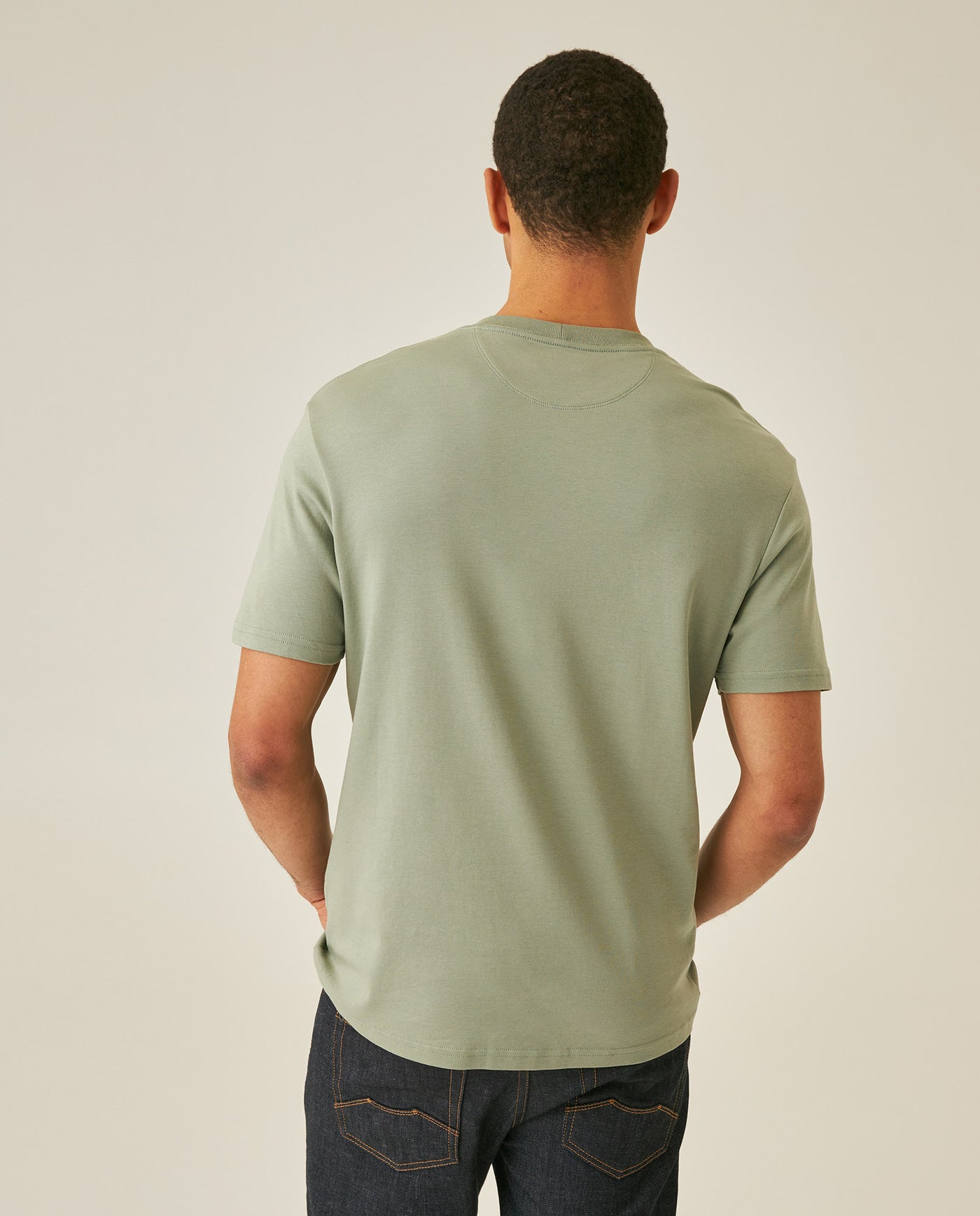 Mens T-Shirt Slim Fit Short Sleeve Cotton Jersey Double Knit Superior Durability Tone on Tone Duck Minimalist - Green 63_641H040_VER166008_6