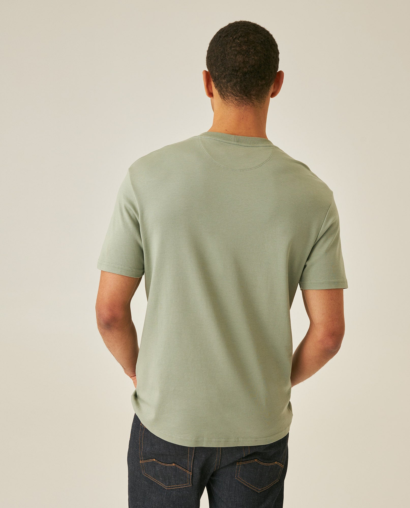 Mens T-Shirt Slim Fit Short Sleeve Cotton Jersey Double Knit Superior Durability Tone on Tone Duck Minimalist - Green 63_641H040_VER166008_6