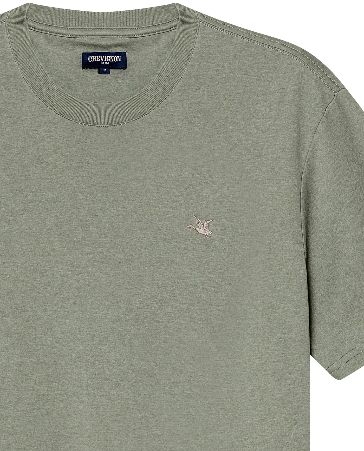 Mens T-Shirt Slim Fit Short Sleeve Cotton Jersey Double Knit Superior Durability Tone on Tone Duck Minimalist - Green 63_641H040_VER166008_8