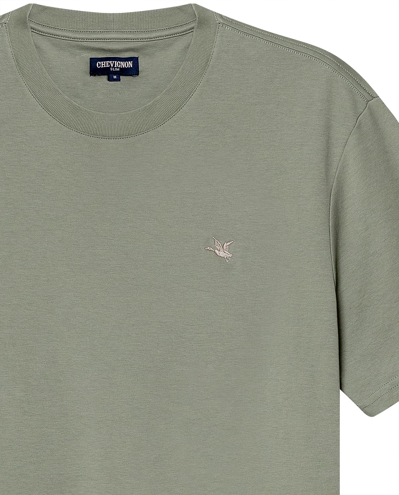 Mens T-Shirt Slim Fit Short Sleeve Cotton Jersey Double Knit Superior Durability Tone on Tone Duck Minimalist - Green 63_641H040_VER166008_8