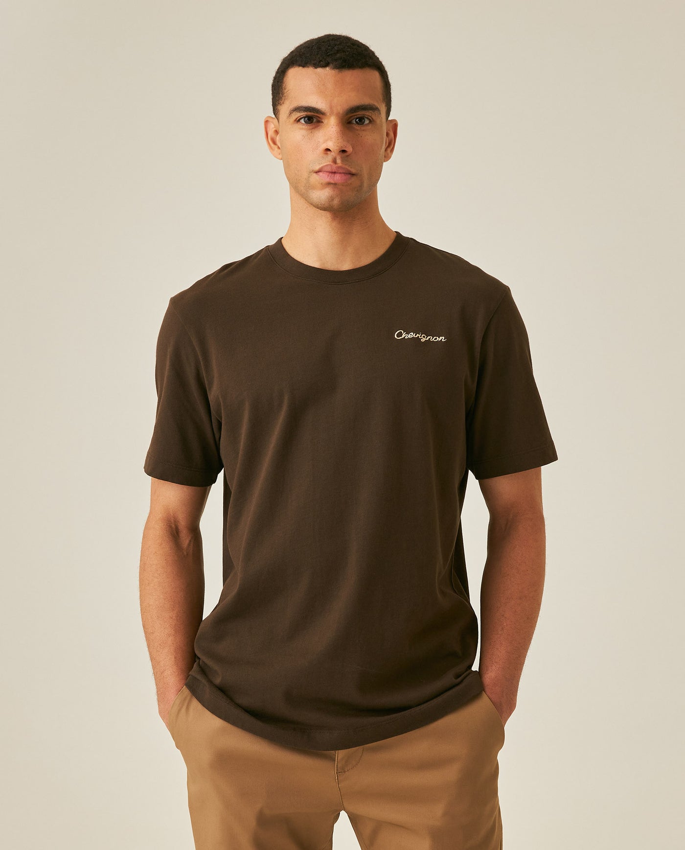 Mens Rodeo T-Shirt Classic Fit Short Sleeve Cotton Jersey Varsovia Medium Weight Artisan Embroidery Front Back - Brown 63_641H700_CAF190840_0