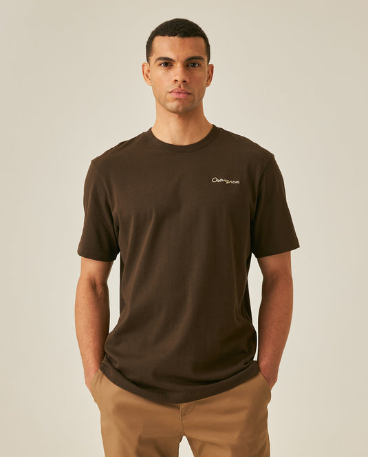 Mens Rodeo T-Shirt Classic Fit Short Sleeve Cotton Jersey Varsovia Medium Weight Artisan Embroidery Front Back - Brown 63_641H700_CAF190840_0