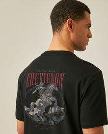 Mens Rodeo T-Shirt Classic Fit Short Sleeve Cotton Jersey Toscana Medium Weight Decorative Seams - Black 63_641H703_NEG194007_7