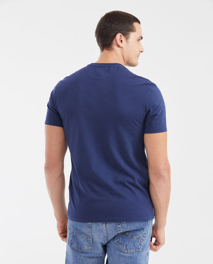 Men's Basic Slim Fit V - Neck Cotton T-shirt - Blue - 4