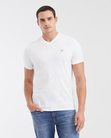 Men's Basic Slim Fit V - Neck Cotton T-shirt - White - 1