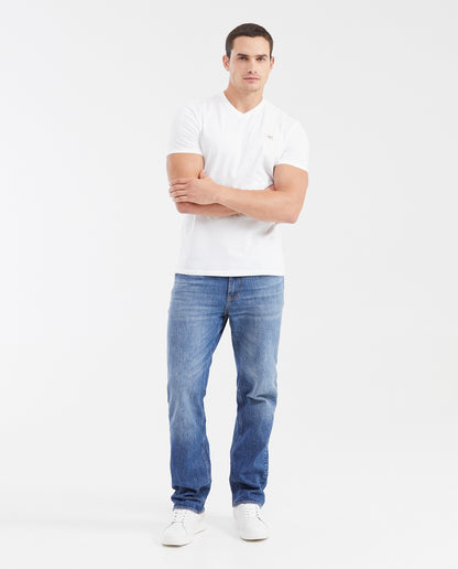 Men's Basic Slim Fit V - Neck Cotton T-shirt - White - 2