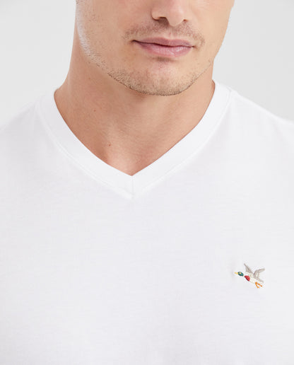 Men's Basic Slim Fit V - Neck Cotton T-shirt - White - 3
