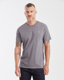 Men's Basic Slim Fit V - Neck Cotton T-shirt - Gray - 1