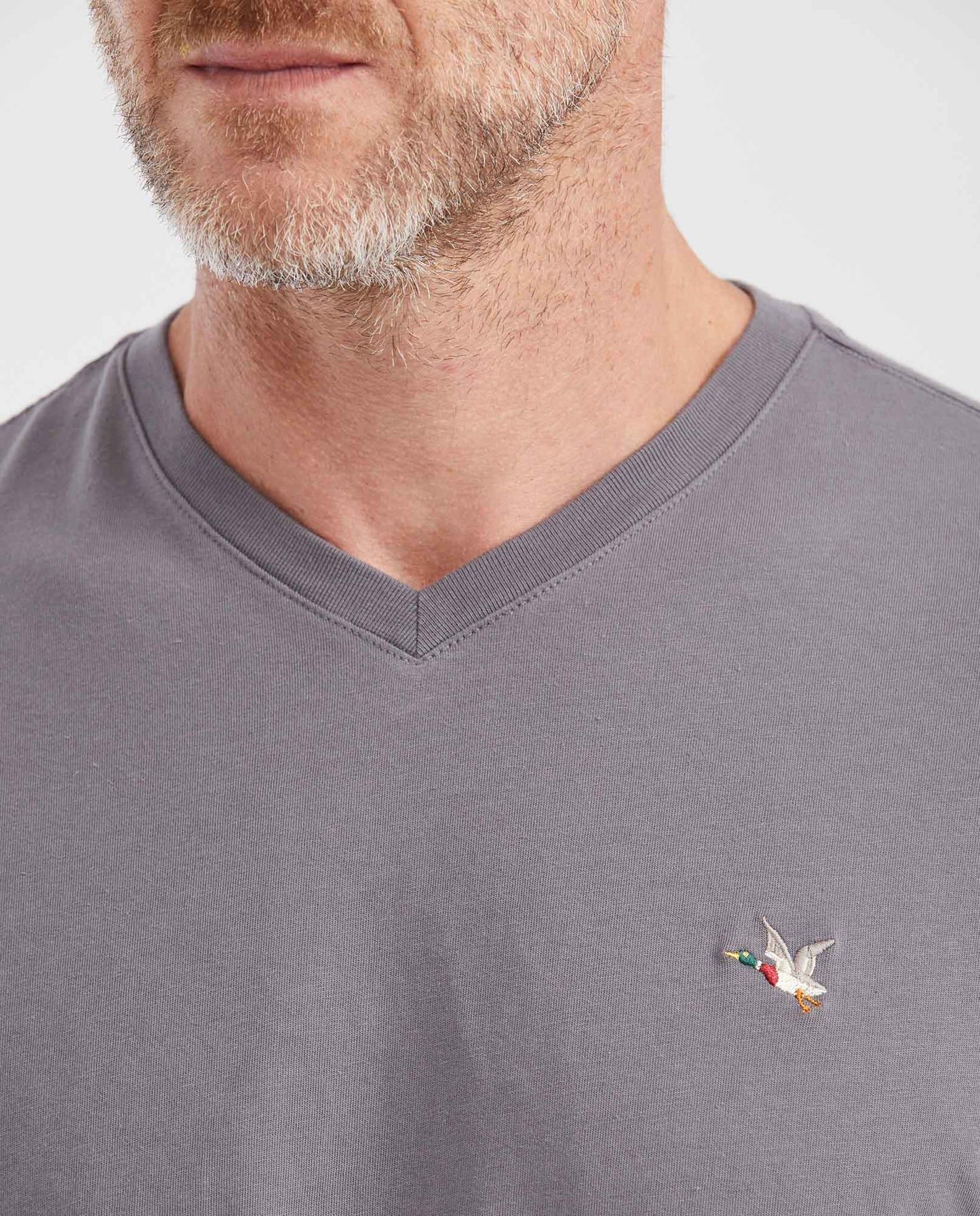 Men's Basic Slim Fit V - Neck Cotton T-shirt - Gray - 3