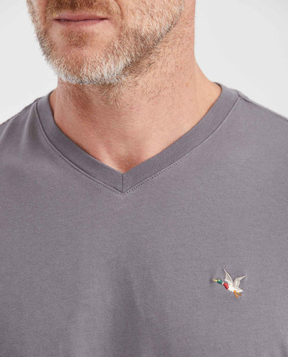 Men's Basic Slim Fit V - Neck Cotton T-shirt - Gray - 3