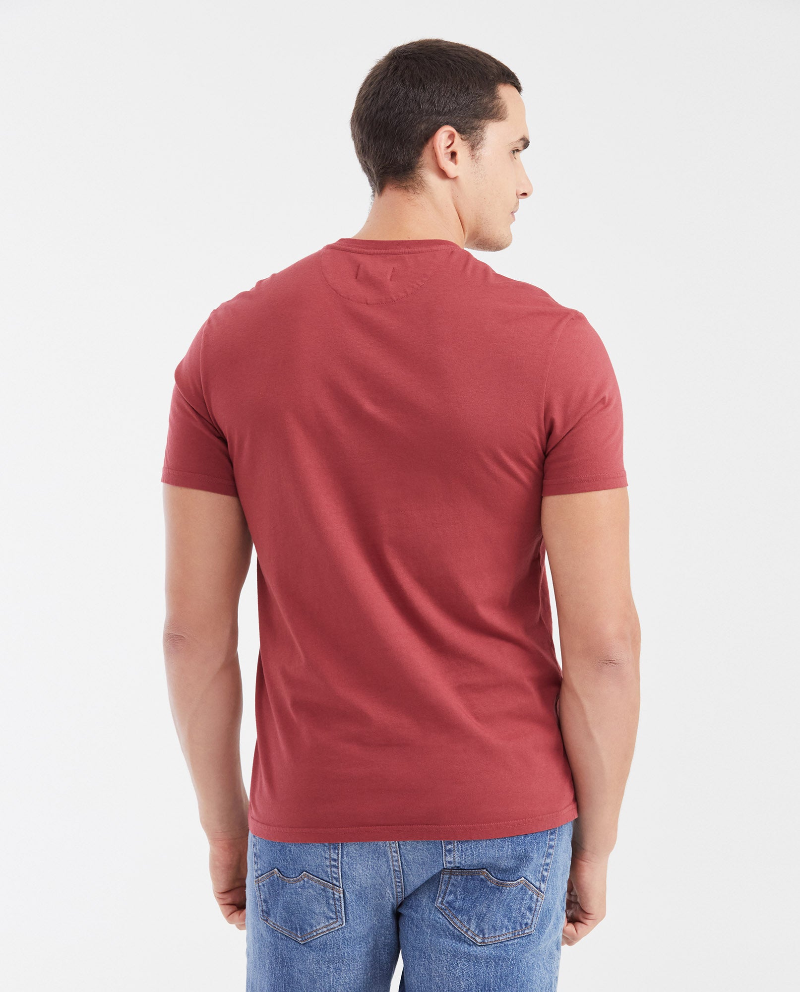 Men's Basic Slim Fit V - Neck Cotton T-shirt - Red - 4
