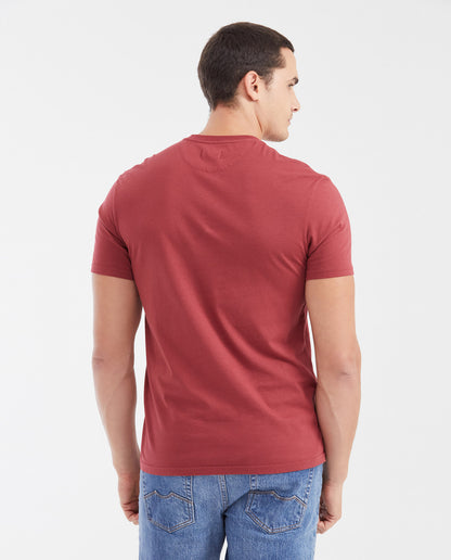 Men's Basic Slim Fit V - Neck Cotton T-shirt - Red - 4