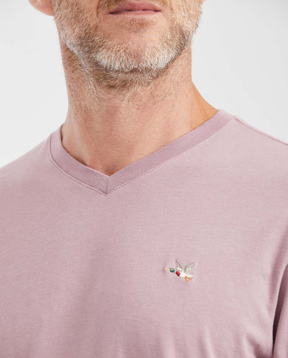 Men's Basic Slim Fit V - Neck Cotton T-shirt - Pink - 3