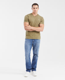 Men's Basic Slim Fit V - Neck Cotton T-shirt - Green - 2