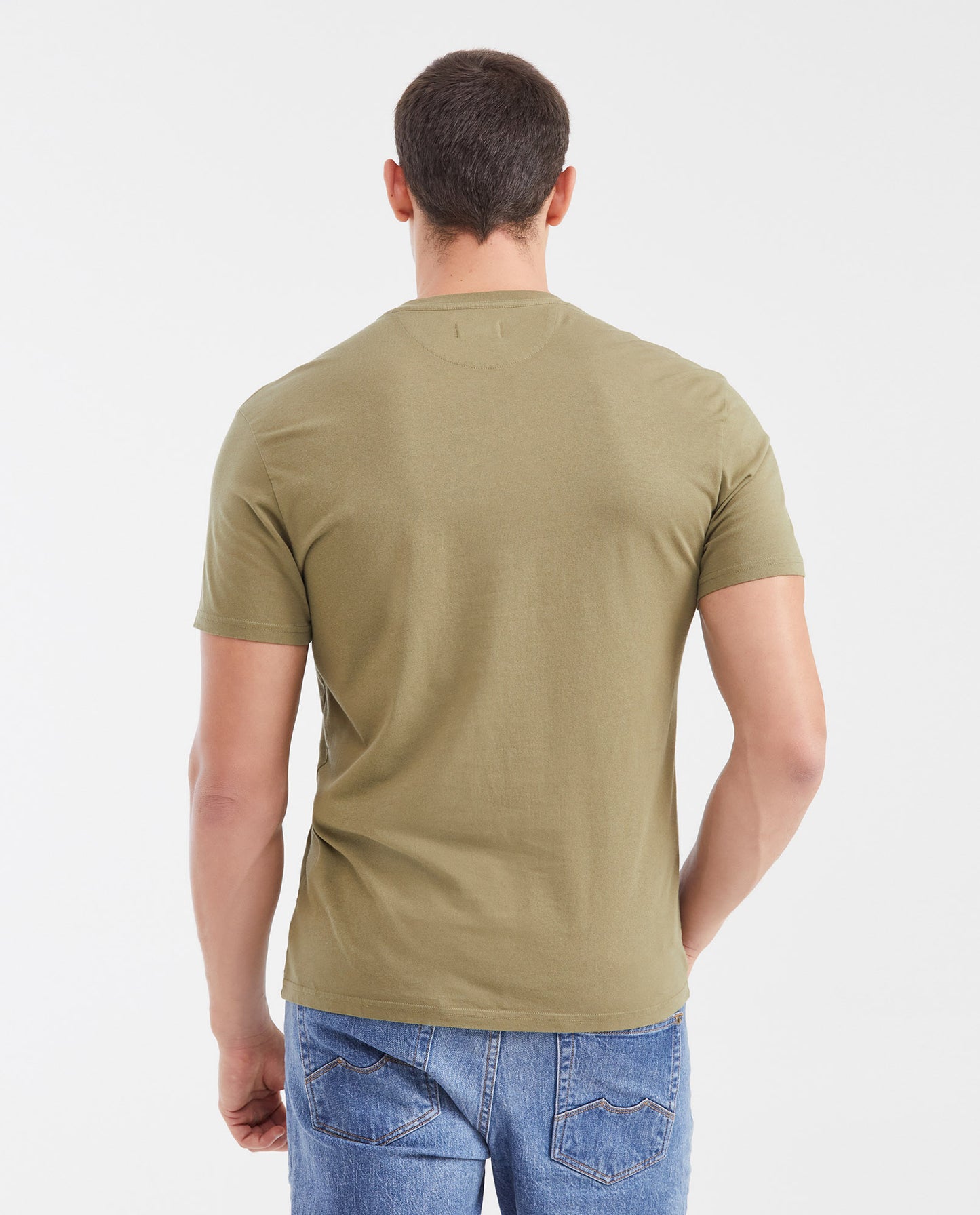 Men's Basic Slim Fit V - Neck Cotton T-shirt - Green - 4