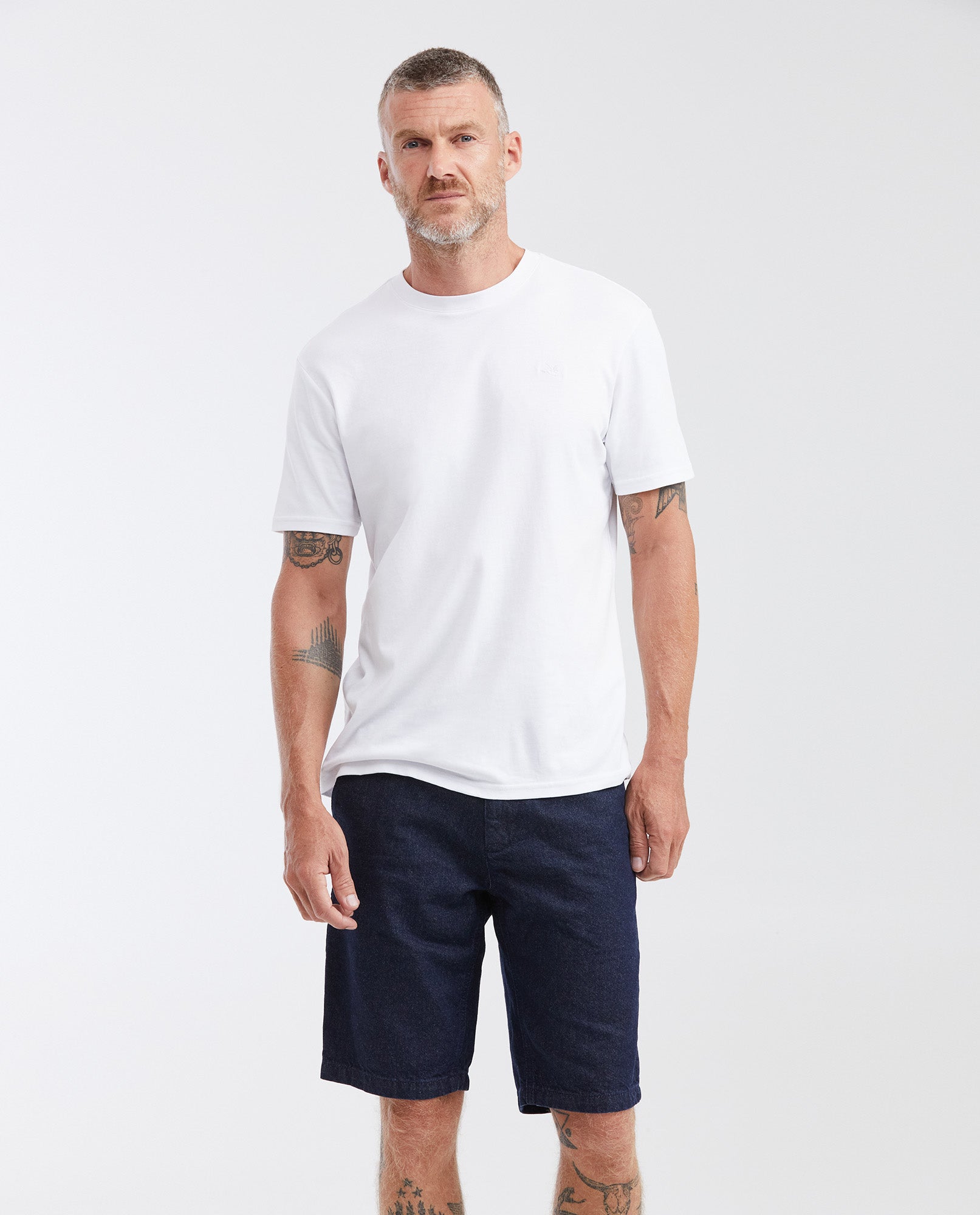 Men's Basic Slim Fit Round Neck Cotton T-Shirt - White 642G001 - 1