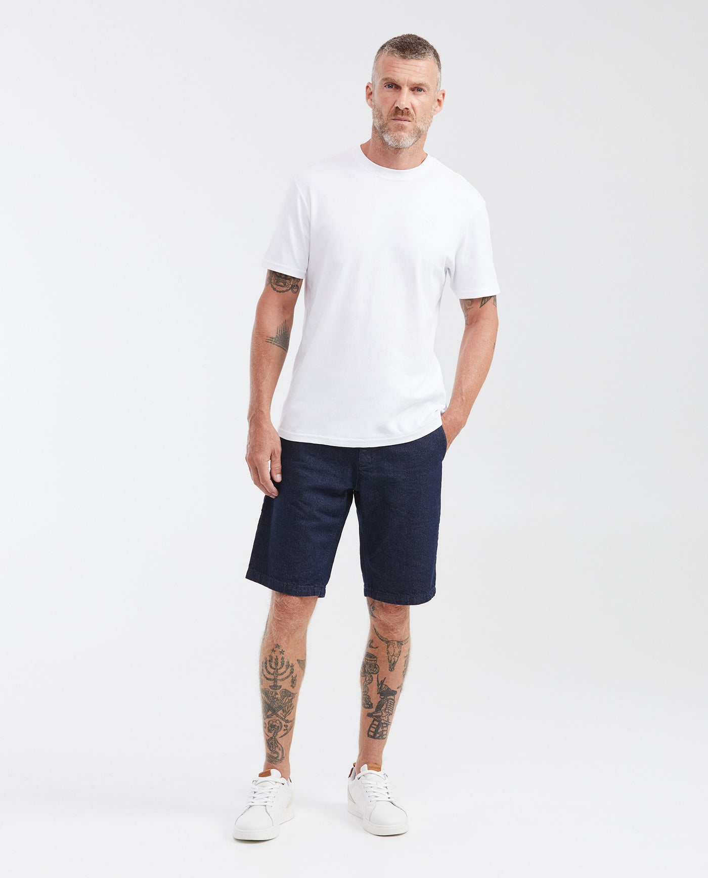 Men's Basic Slim Fit Round Neck Cotton T-Shirt - White 642G001 - 2