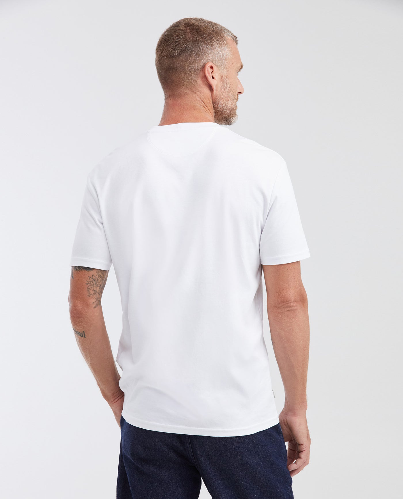 Men's Basic Slim Fit Round Neck Cotton T-Shirt - White 642G001 - 4