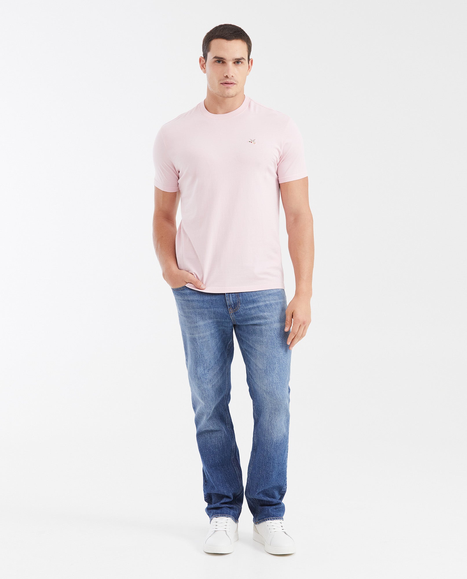 Men's Basic Slim Fit Round Neck Cotton T-Shirt - Pink 642G001 - 2