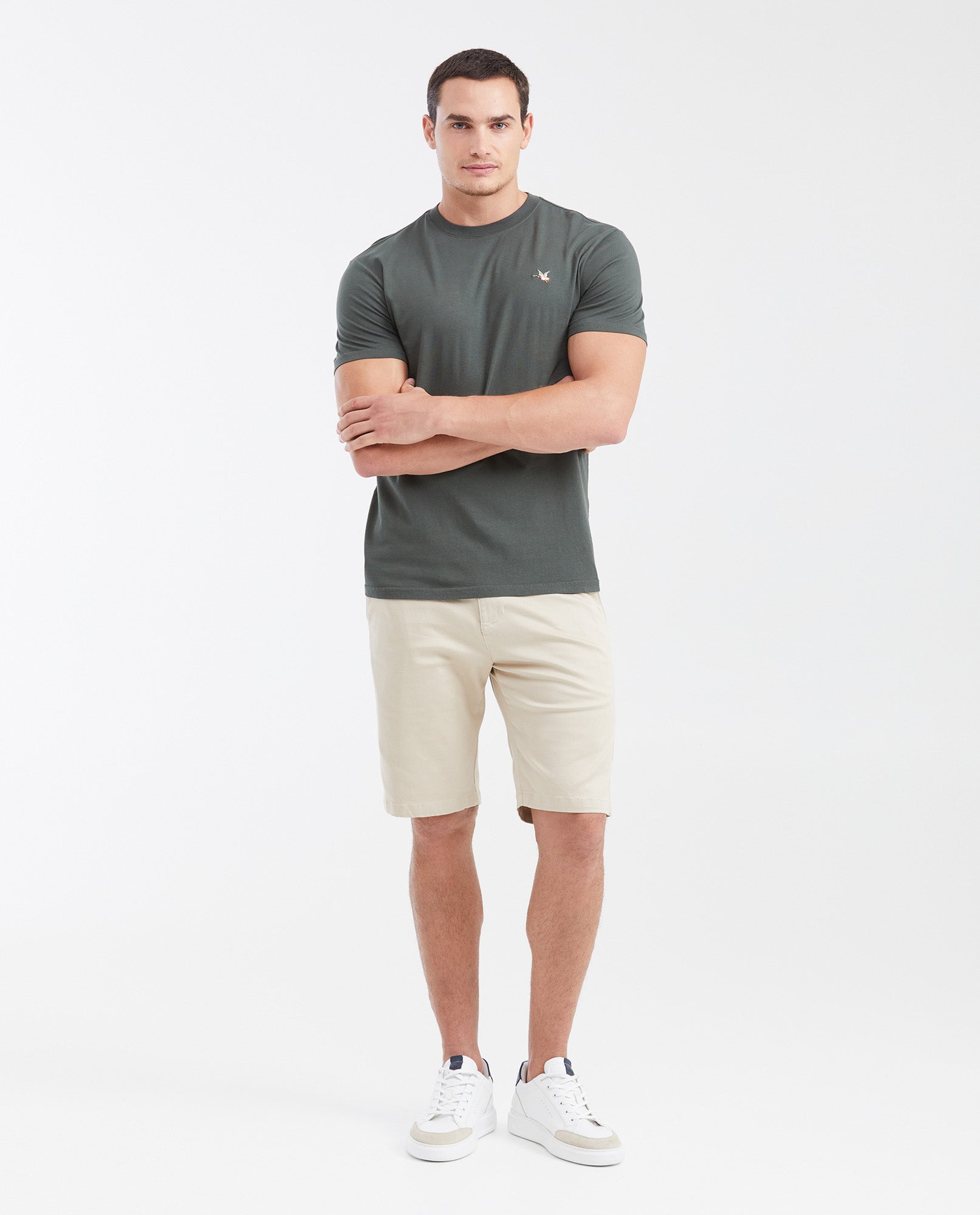 Men's Basic Slim Fit Round Neck Cotton T-Shirt - Green 642G001 - 2