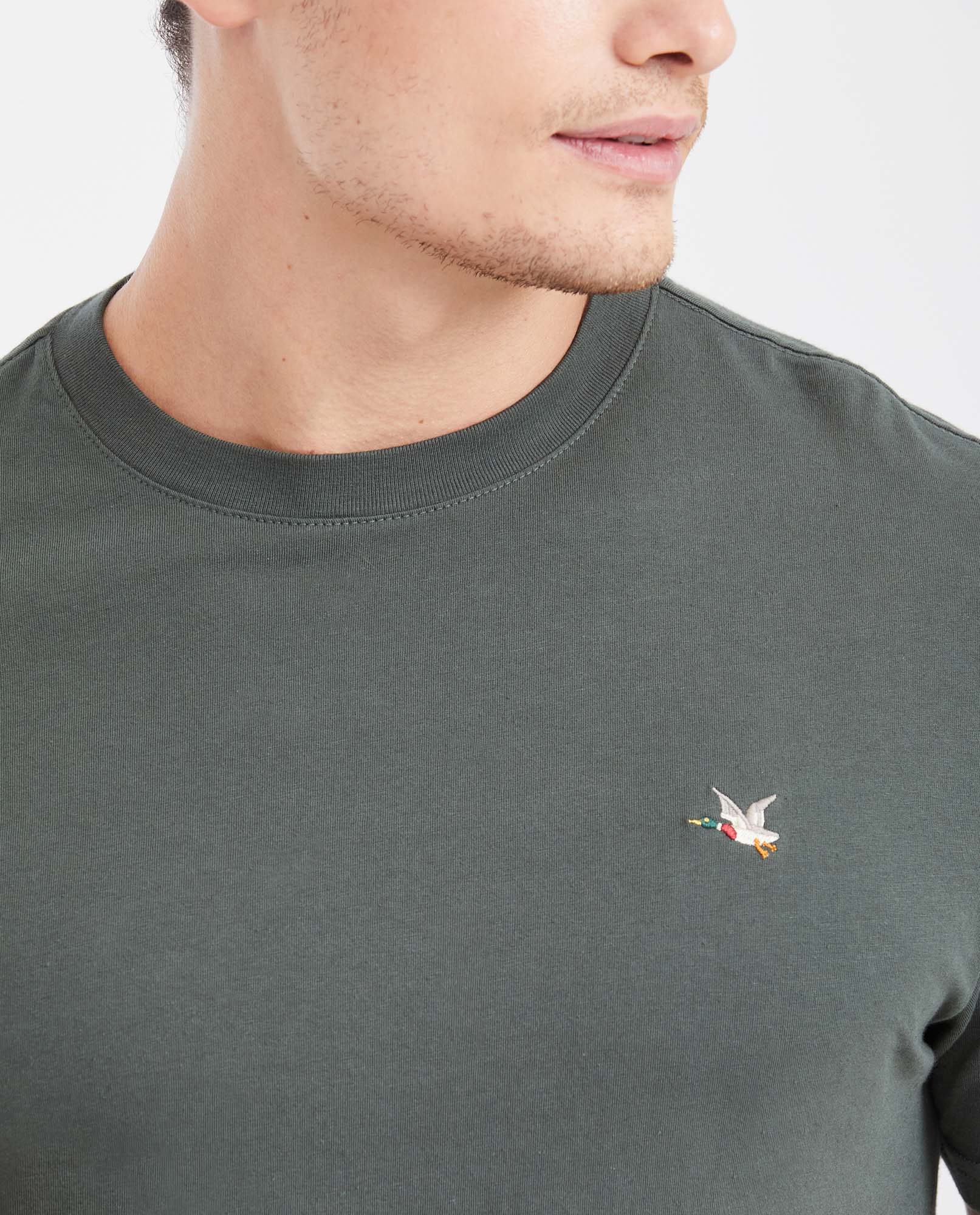 Men's Basic Slim Fit Round Neck Cotton T-Shirt - Green 642G001 - 3