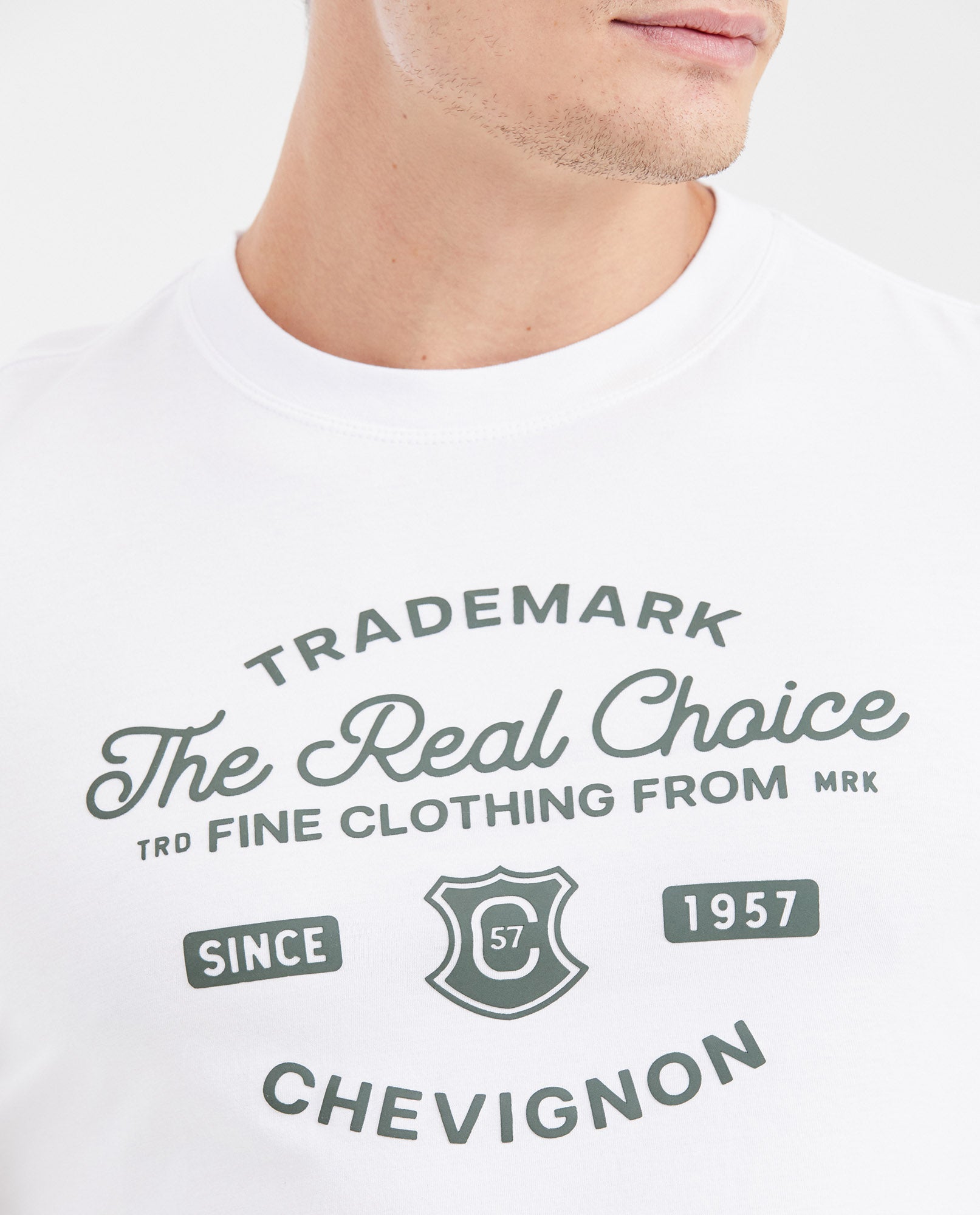 Men's Slim Fit Printed Crew Neck T-Shirt - White 642G003 - 1