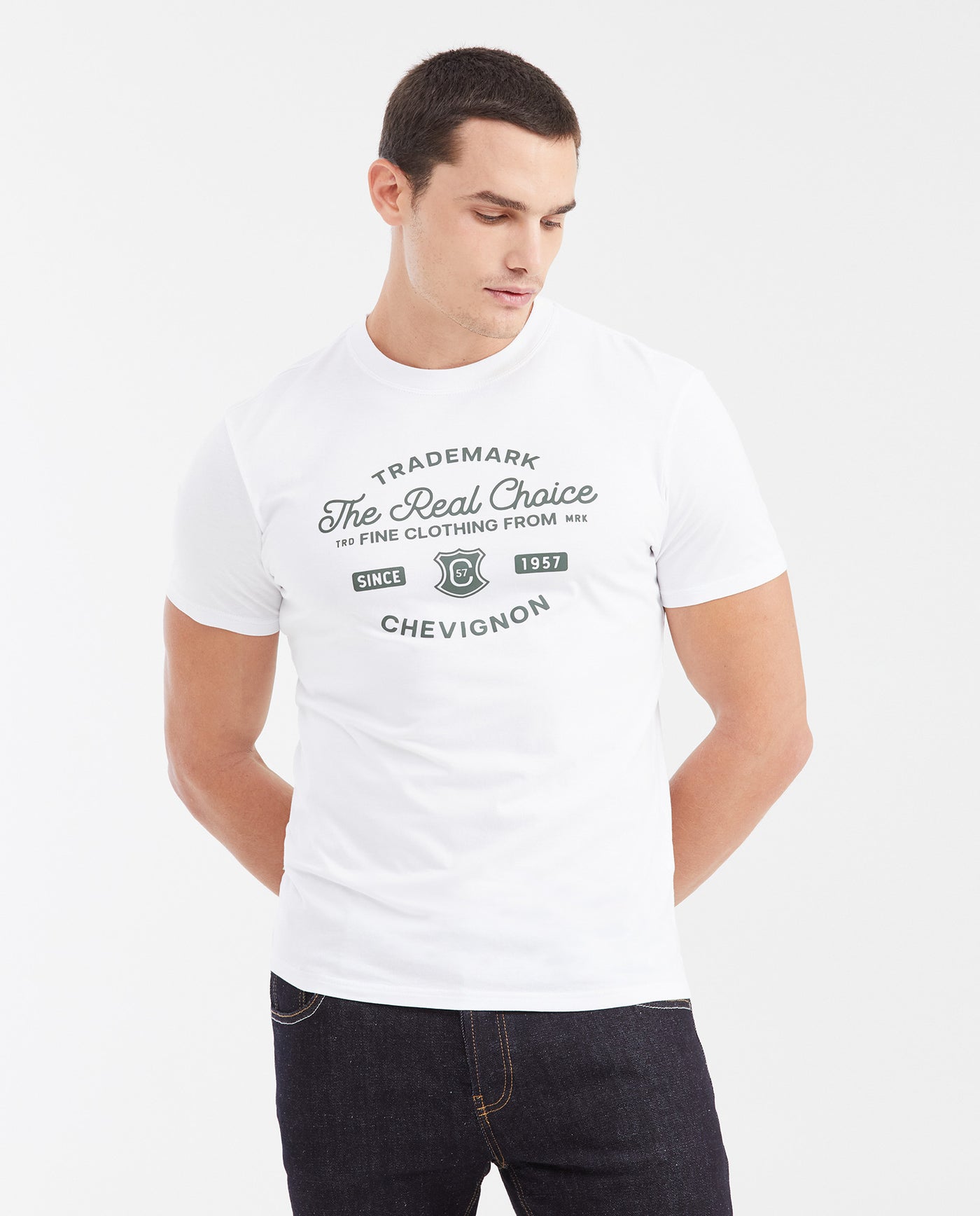 Men's Slim Fit Printed Crew Neck T-Shirt - White 642G003 - 2