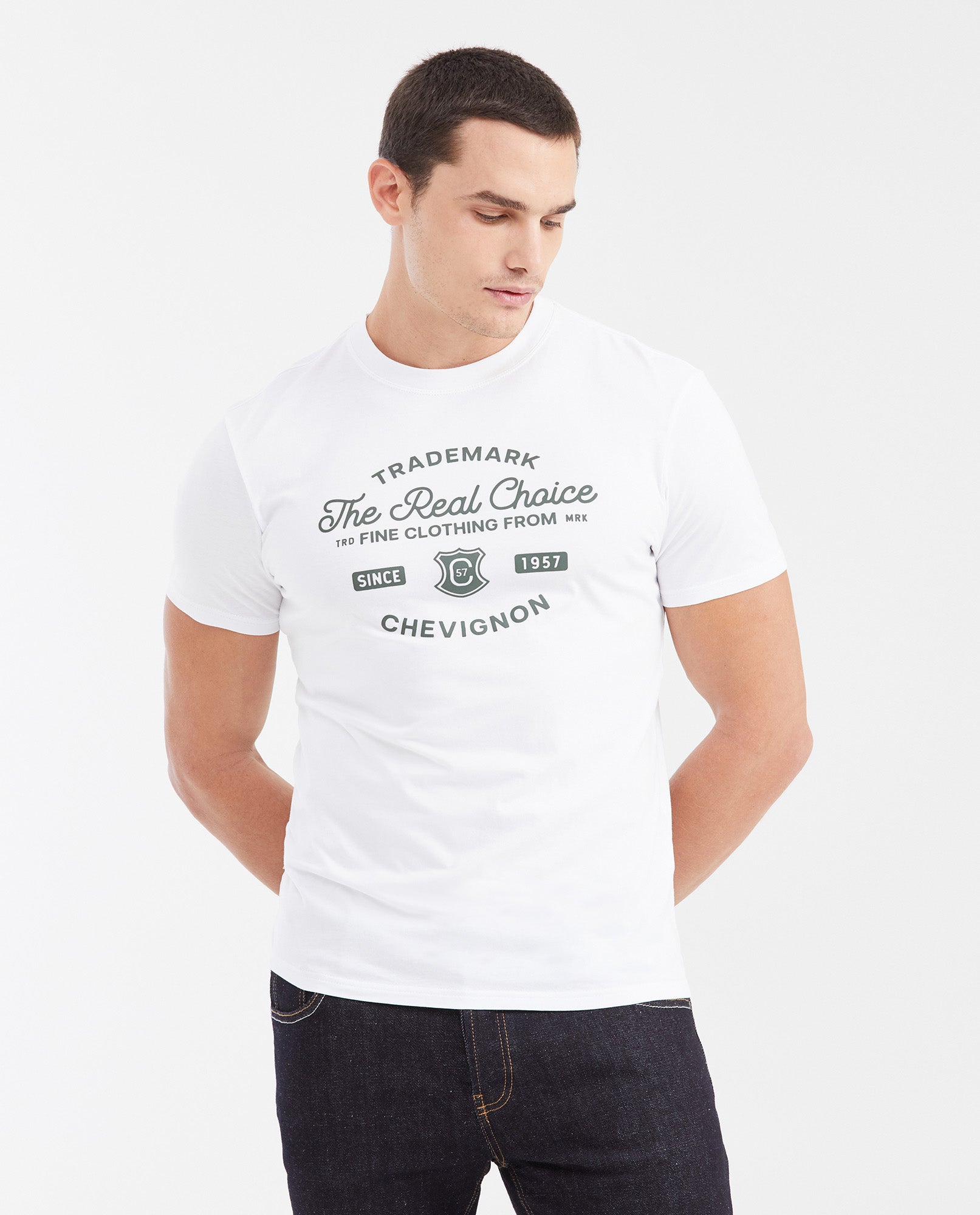 Men's Slim Fit Printed Crew Neck T-Shirt - White 642G003 - 2