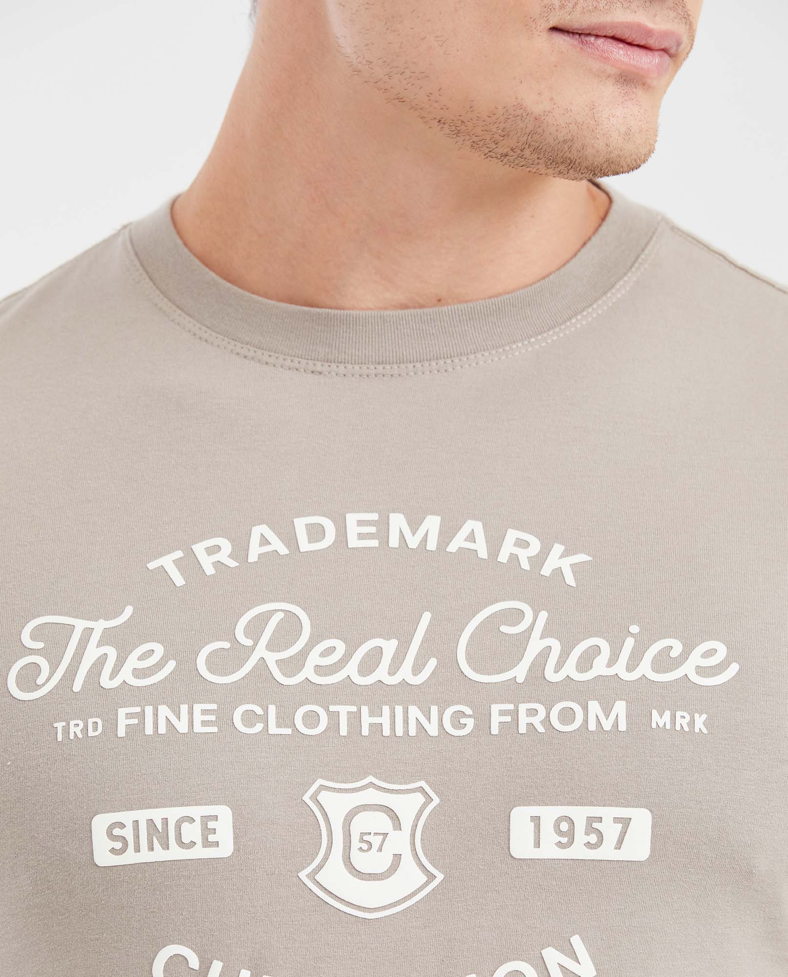 Men's Slim Fit Printed Crew Neck T-Shirt - Brown 642G003 - 3