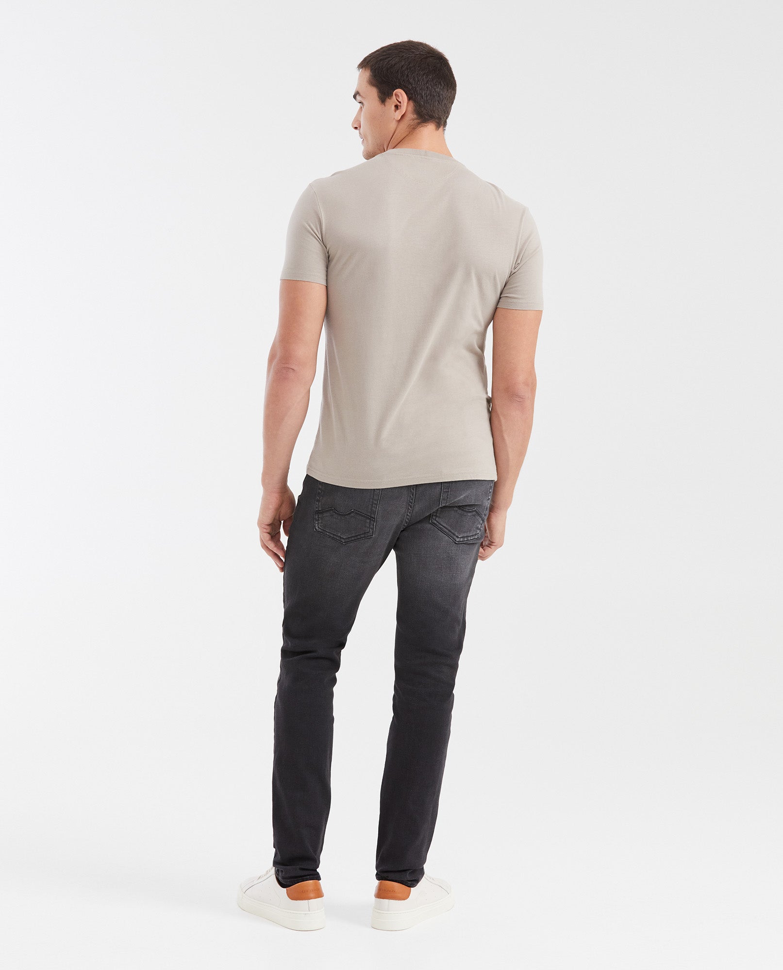 Men's Slim Fit Printed Crew Neck T-Shirt - Brown 642G003 - 4