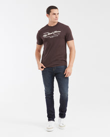 Slim Fit Printed T-Shirt in Medium Weight Cotton for Men - Brown 642G005 - 2