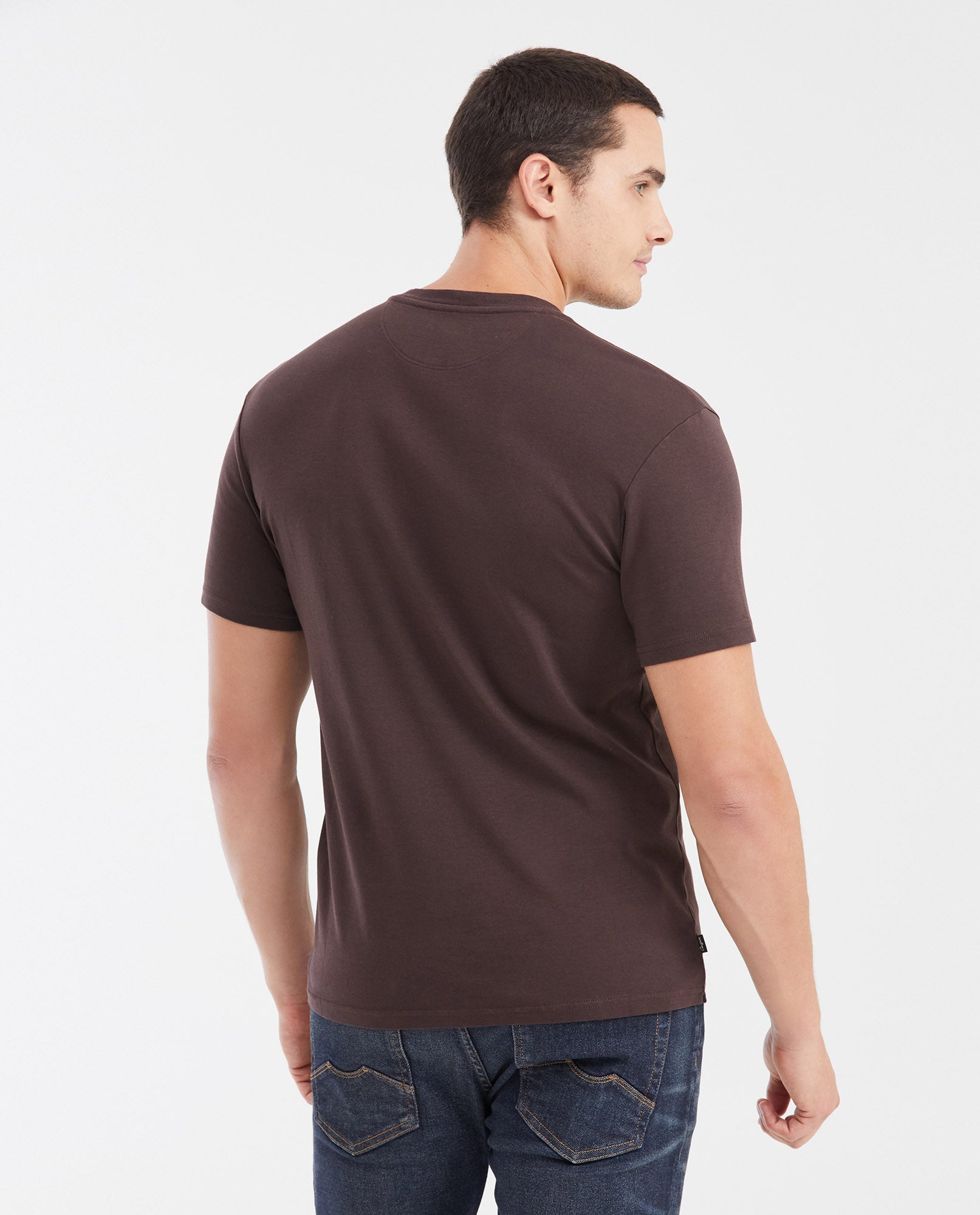 Slim Fit Printed T-Shirt in Medium Weight Cotton for Men - Brown 642G005 - 4