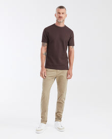 Men's Slim Fit T-shirt with Round Neck in Piqué - Brown - 2