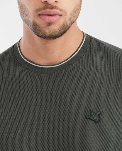 Men's Slim Fit T-shirt with Round Neck in Piqué - Green - 3