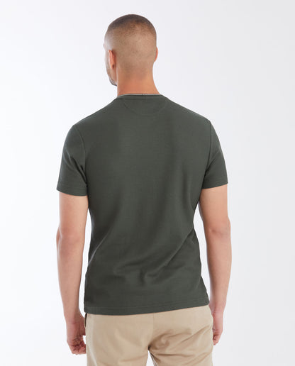 Men's Slim Fit T-shirt with Round Neck in Piqué - Green - 4