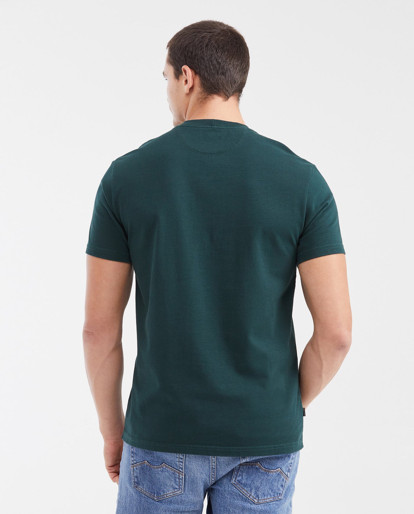 Men's Classic Fit Crew Neck T-Shirt with Print - Green 642G013 - 5