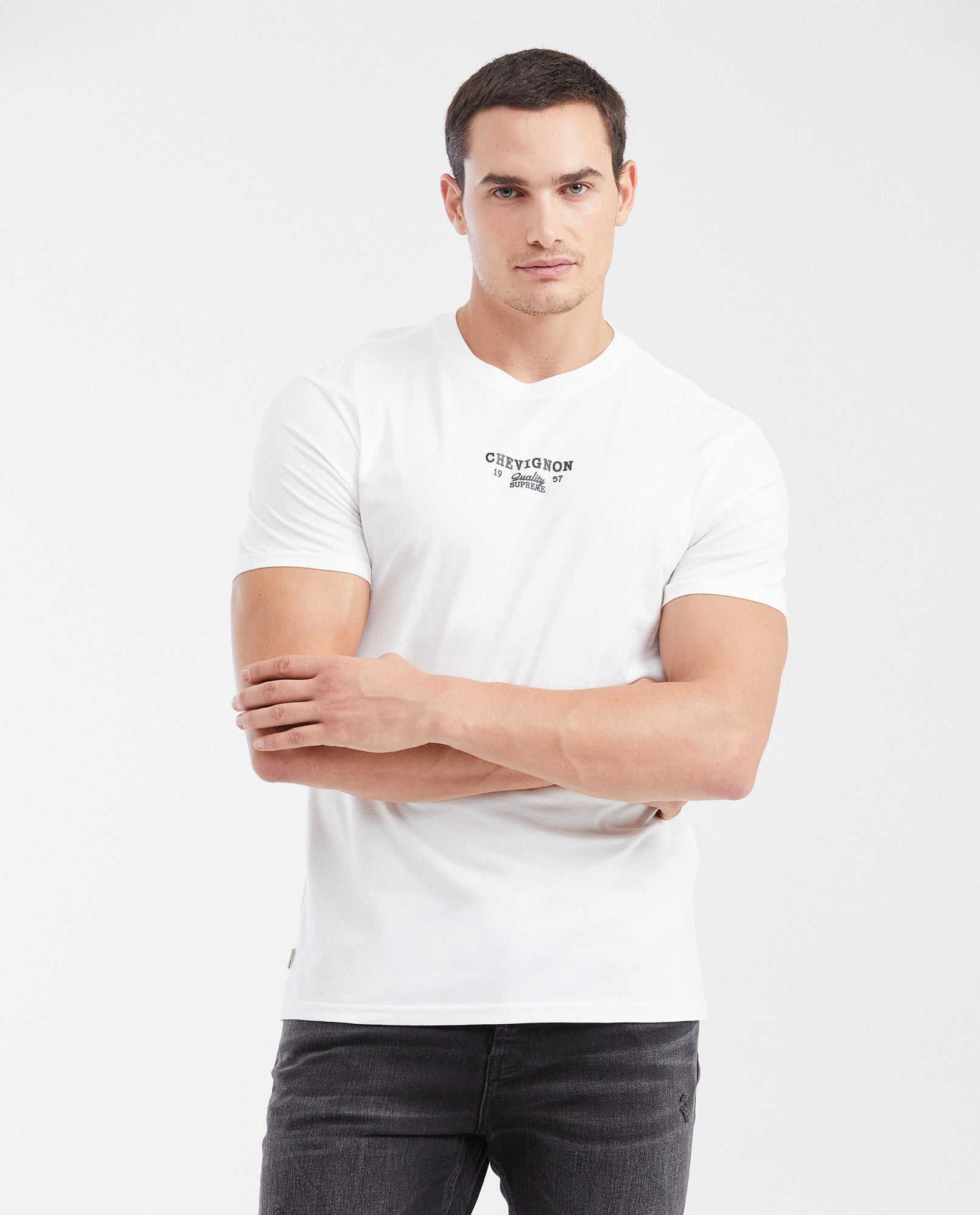Slim Fit Round Neck T-Shirt with Print in Cotton for Men - Raw 642G014 - 1