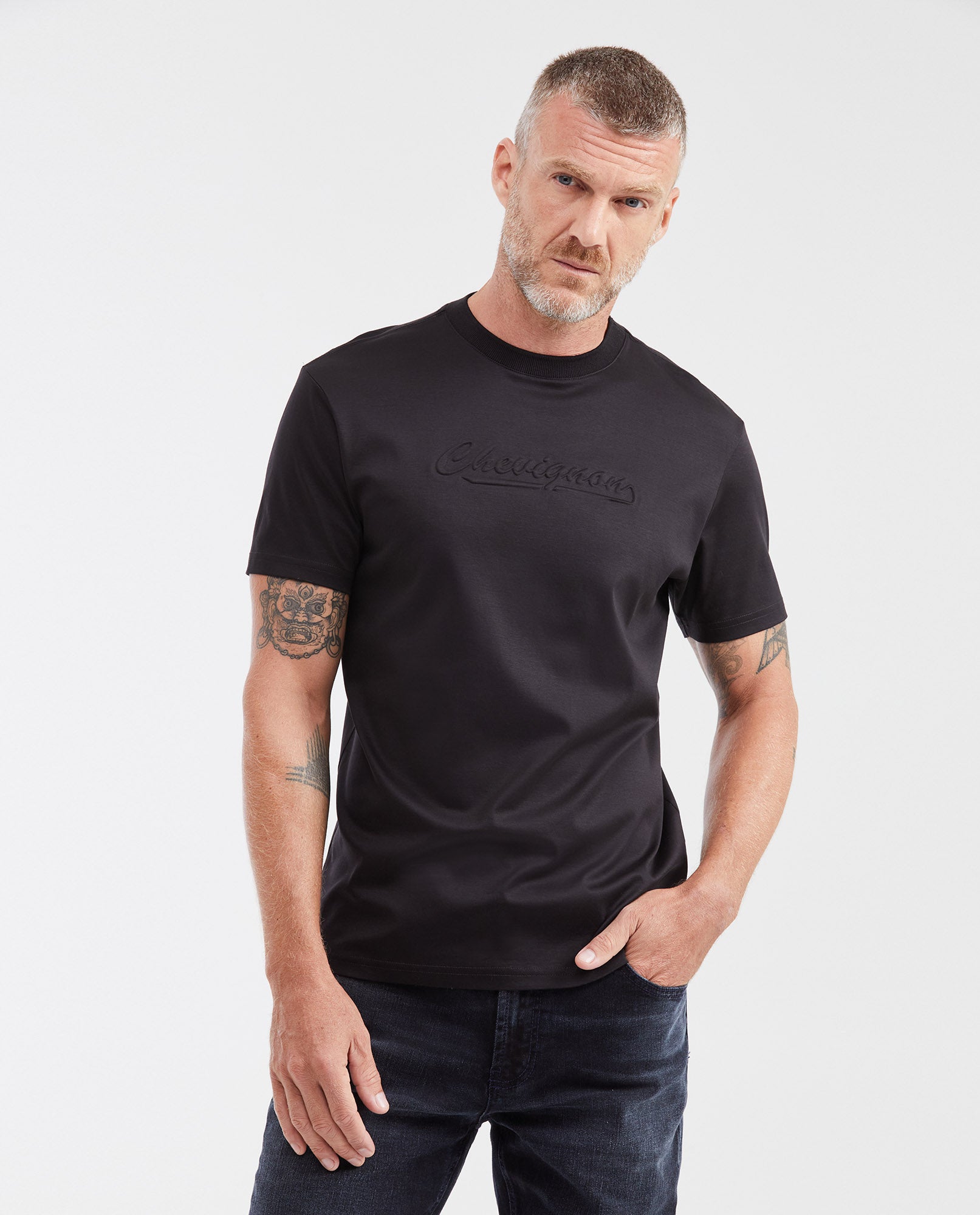 Slim Fit Round Neck Printed T-Shirt for Men - Black 642G016 - 1