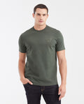 Men's Classic Fit Crew Neck T-Shirt with Small Graphic in Cotton - Green 642G026 - 1