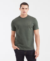 Men's Classic Fit Crew Neck T-Shirt with Small Graphic in Cotton - Green 642G026 - 1
